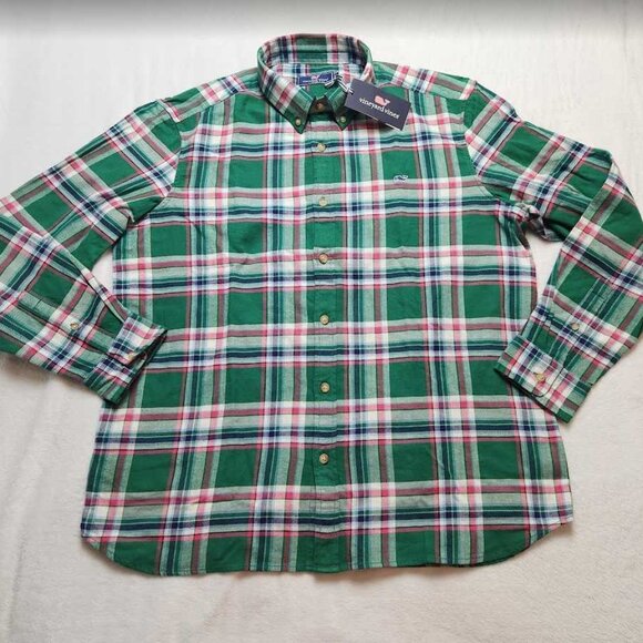 New men's XL Vineyard Vines stretch flannel plaid button up shirt Classic Fit - Picture 1 of 8